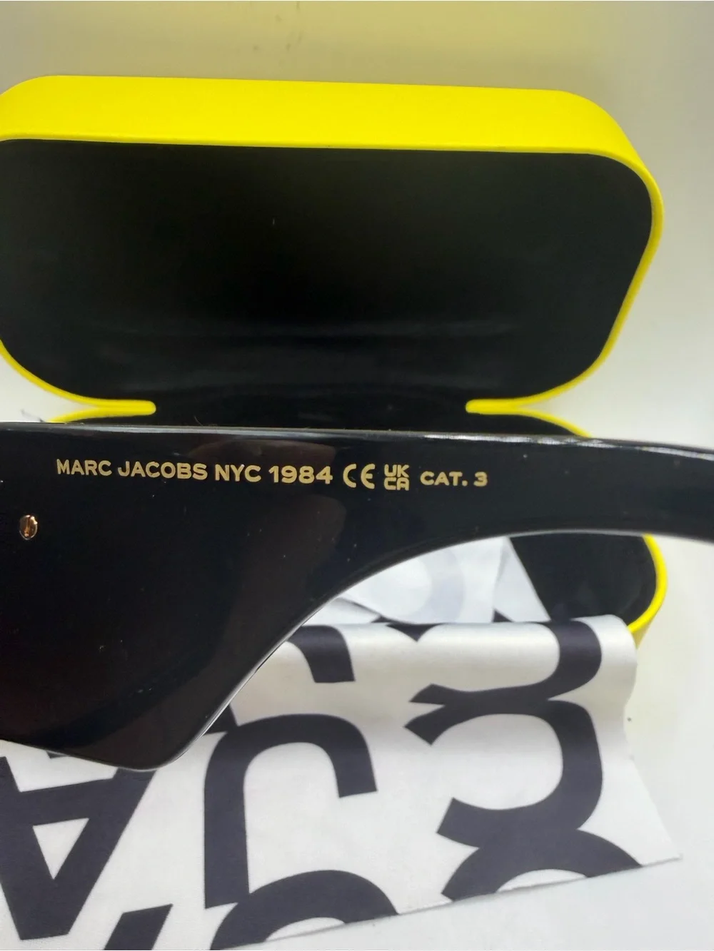 Marc Jacobs Glossy Black Square Sunglasses with Brown Gradient Lenses